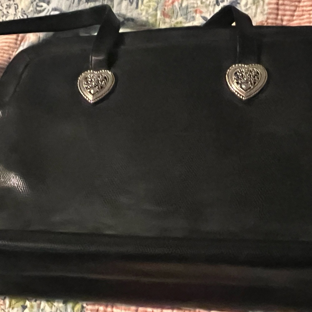 EUC Large Coldwater Creek faux alligator black briefcase bag
